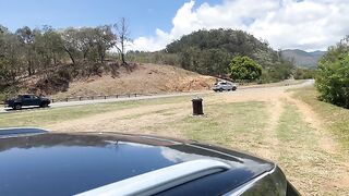 BWC jerking off in border road and drivers catch me during the cumshot!