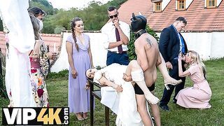 BRIDE4K. Wedding ritual sex with sexy blonde bride, dogging and wax play