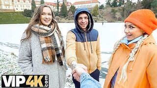 SWAP4K. A Sunday walk ended up as having a hot girl with in our bed, it was her first threesome