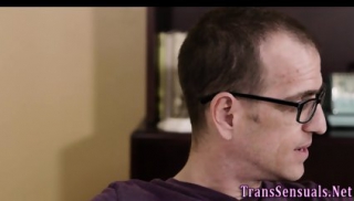 Busty transgender babe jizzed over