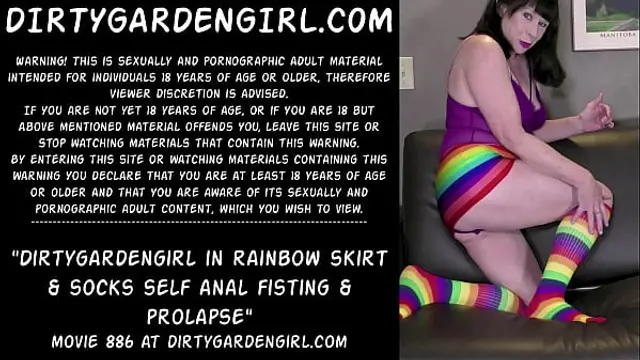 Dirtygardengirl in rainbow skirt &amp; socks self anal fisting &amp; prolapse