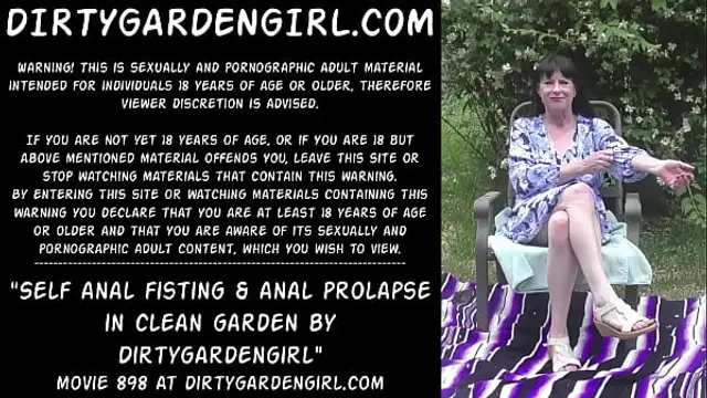 Self anal fisting &amp; anal prolapse in clean garden by Dirtygardengirl