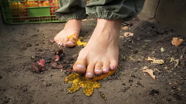 Squashing Tomatoes Barefoot In The Dirt ASMR