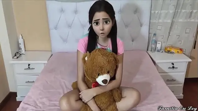 Stepdaughter Plays With Her Teddy Bears But Her Stepdad Makes Her Play With His Big Cock