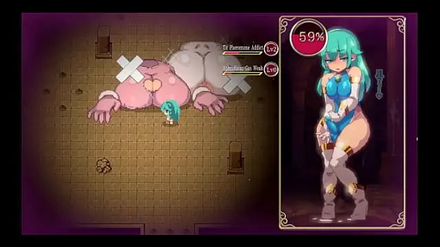 Mage Kanades Futanari Dungeon Quest &lbrack; Hentai Game PornPlay &rsqb; Ep&period;3 latex slime suit is pumping her tiny futa cock