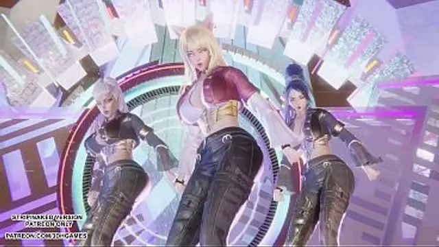&lbrack;MMD&rsqb; KARD - GUNSHOT - Ahri&comma; Kaisa &amp; Evelynn Sexy Kpop Dance League of Legends Hentai Uncensored 4K 60FPS
