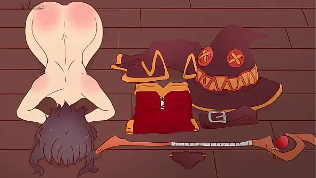 Megumin is completely naked next to things&comma; bowing her head and asking a black man to fuck her &excl; God's Blessing on This Wonderful World Hentai Cartoon Parody  KonoSuba &excl;