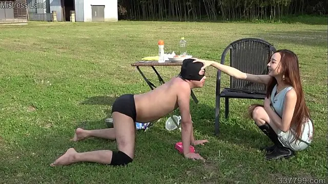 Risa trains her slaves in public and foot worship domination femdom