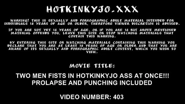 Two men fists in Hotkinkyjo ass at once&period; Prolapse and included