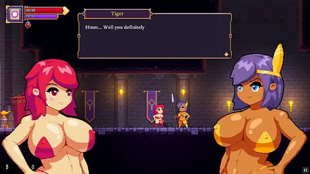 Scarlet Maiden &lbrack; Hentai game PornPlay &rsqb; Ep&period;1 Starpon lesbian fun with naughty goblin