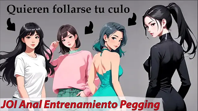 JOI Anal&comma; pegging training with the girls&period; ASMR Roleplay in Spanish&period;