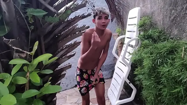 Stepmother seduces her STUDENT with her huge ass&period; Little virgin jerk-off brother is spying on that public sex with 2 STUDENTS &lpar;see closed