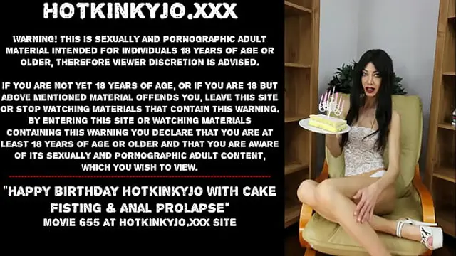 Happy birthday Hotkinkyjo with cake fisting &amp; anal prolapse