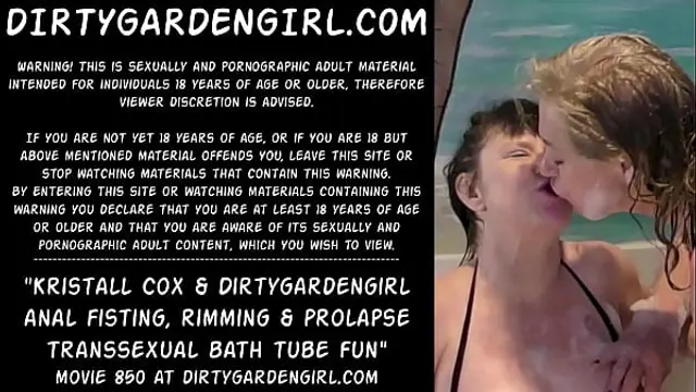 Kristall Cox &amp; Dirtygardengirl anal fisting&comma; rimming &amp; prolapse transsexual bath tube fun
