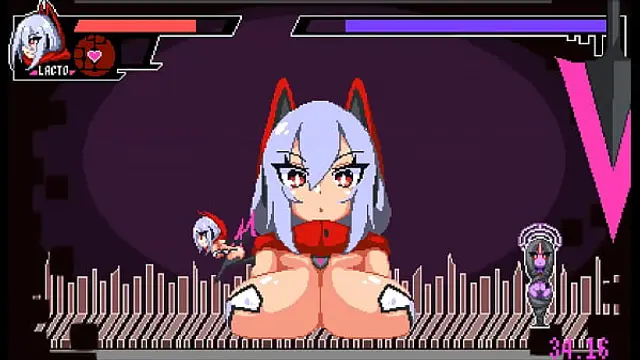 Buzama &lbrack;Hentai fight game&rsqb; Ep&period;4 body transformation into a giant cock and then sucked between gigantic tits