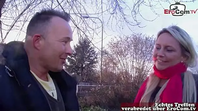 German blonde housewife approached on the street for sex