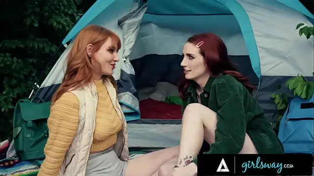 GIRLSWAY - Redhead Lacy Lennon &amp; Her Sexy Neighbor Have A Hard Secret Affair During A Camping Trip