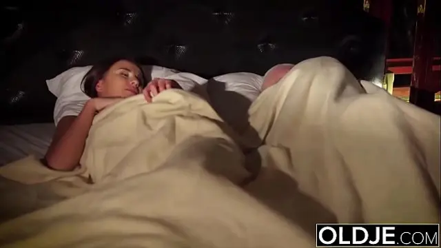 Grandpa fucks his young wife licks her pussy and cums in her pretty mouth