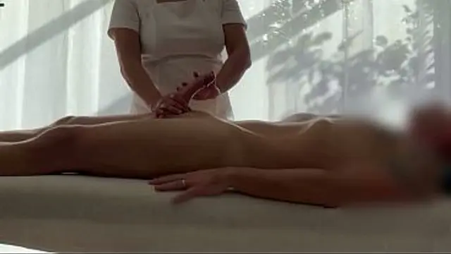Asian massage with huge load of a caucasian guy
