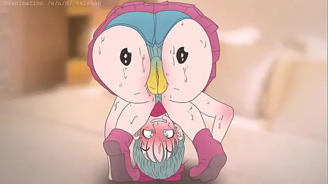 Piplup On The Butt of Bulma &excl;Pokemon and dragon ball anime Hentai &lpar; Cartoon 2d sex &rpar;porn