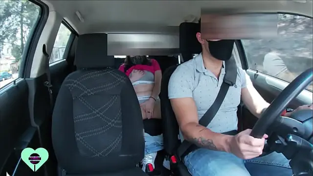 Beautiful young girl masturbates inside my uber and does not realize that I am recording her