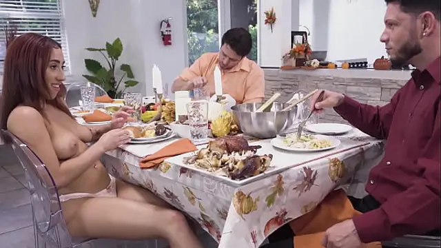 BANGBROS - Thanksgiving Feast Threeway Fuck With Kira Perez&comma; Preston Parker &amp; Tyler Steel