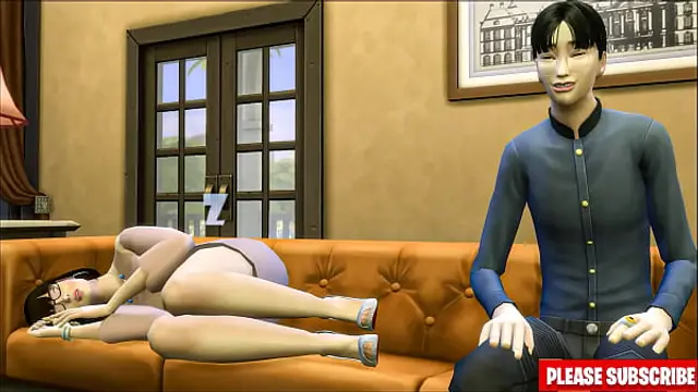 step Son Fucks Korean Big Tits Mom On The Couch Watching TV &vert; Korean Mom And Son Fucking