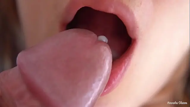 Her Soft Big Lips And Tongue Cause Him Cumshot&comma; Super Closeup Cum In Mouth