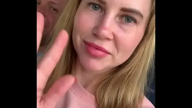 Almost got Caught Jerking off Husband's Cock on the Bus&period;&period;&period; but he still Cum