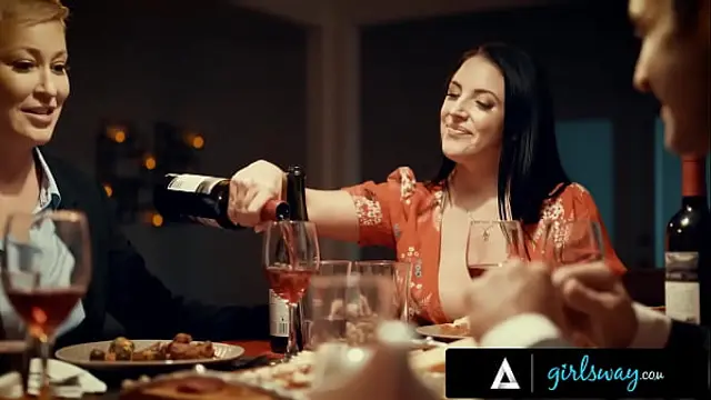 GIRLSWAY - Lonely Woman Cheats On Her Husband With His Boss' Wife Angela White During Couple Dinner
