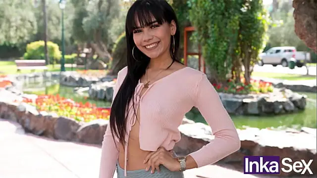 Petite Venezuelan girl is caught by young Peruvian with big cock