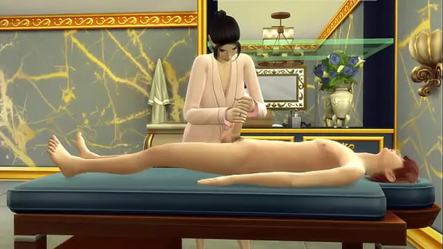 Japanese stepmom gives her stepson a massage in her new salon - Porn video