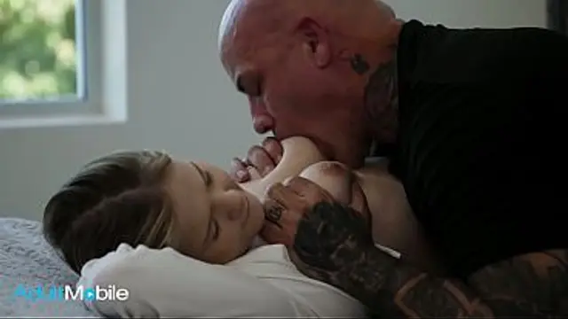 ADULTMOBILE - Stepdad Can&rsquo;t Resist His Petite Stepdaughter And Gives Her A Hard&comma; Creamy Fuck
