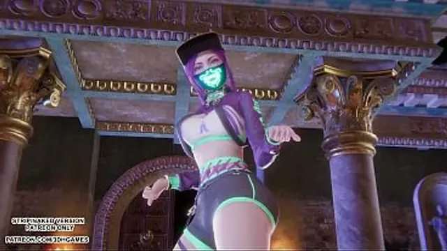 &lbrack;MMD&rsqb; MEOVV - HANDS UP Akali Sexy Kpop Dance League of Legends Uncensored Hentai 4K