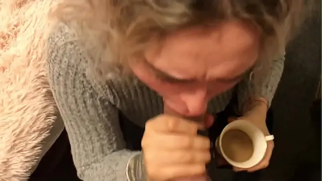 Euro slut drinks COFFEE with CUM&excl;