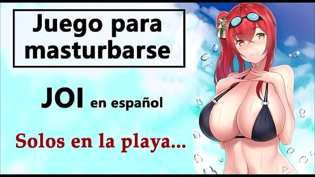 JOI audio in Spanish&comma; alone with your busty friend on the beach&period;
