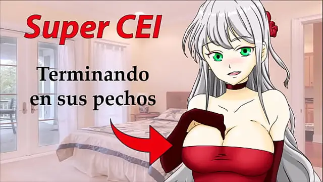 SUPER CEI HENTAI in Spanish&period; Cleaning the semen from her breasts&period;