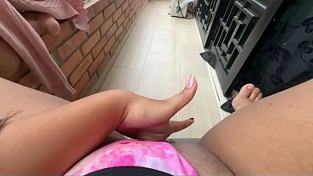 Last night I was walking around on the balcony in my underwear and I saw my neighbor looking this way&comma; so I decided to masturbate this morning to see if he would come out and be encouraged to come over&period; I got really turned on just imagining it&period;