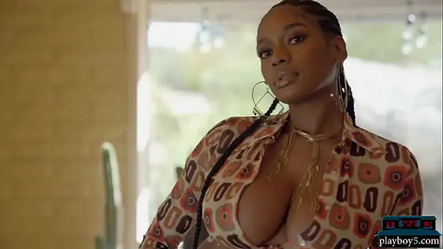Huge natural tits Ebony playboy model Nyla shows off everything