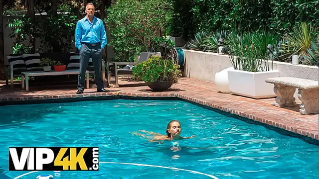 DADDY4K&period; Nymph enjoys taboo sex with BFs dad on hot summer day