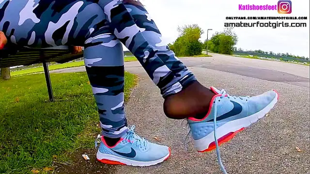 Nike Girl with sweaty nylons Nikes&comma; insoles&comma; stinky feet&comma; lick her shoes&comma; sweaty feet&comma; shoeplay&comma; dipping