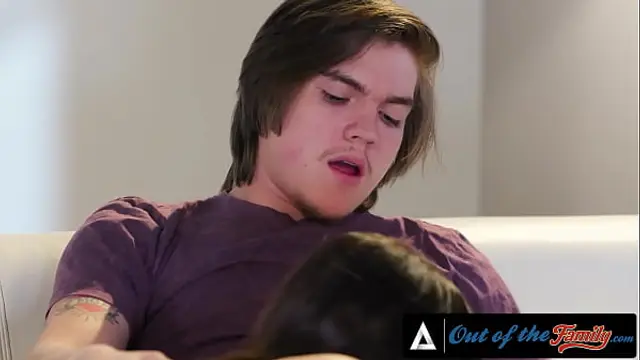 OUT OF THE FAMILY - Perfect Tits Stepmom Bounces A Lot While Riding Stepson's Dick During A Movie