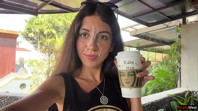 Crazy CUMWALK in STARBUCKS - Blowjob in Public Toilet&comma; Drinking coffee with Sperm