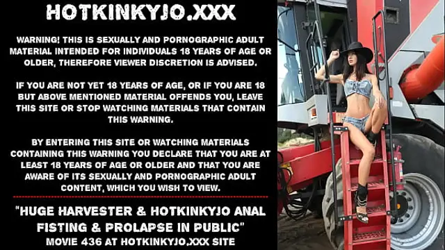 Huge harvester &amp; Hotkinkjo results with anal fisting &amp; prolapse in public