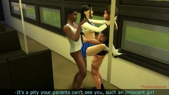 Sims 4&comma; Japanese college girl groped and fucked with no mercy in bus