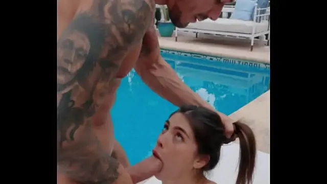 Outdoor fucking by the pool for the horny and wet Tru Kait