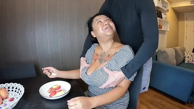 Busty Asian Breastfeeding Explosive Handjob and Interracial Sex