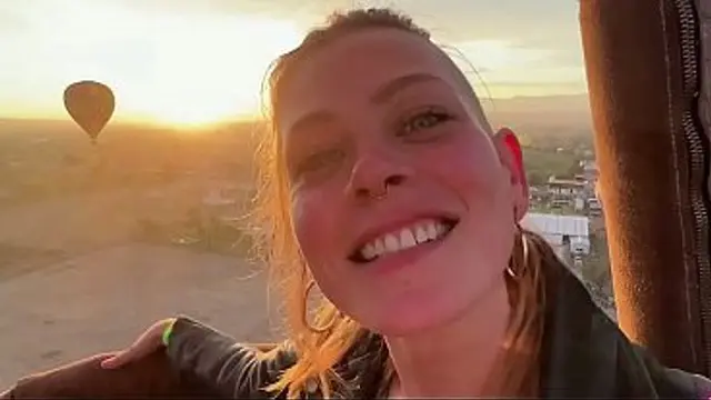 Date Night - Risky Sunrise Sex &lpar;she swallows&rpar; over pyramids in an air balloon - Sammmnextdoor