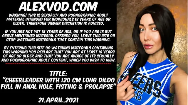 Cheerleader with 120cm long dildo full in anal hole&comma; fisting &amp; prolapse