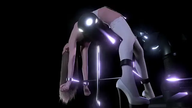 Blonde Girl on a BDSM Sex machine &vert; 3D Porn